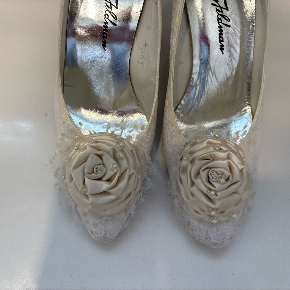 Beverly Feldman Heels with Rose Detail - Picture 2 of 8